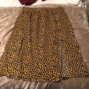 Calf length leopard print skirt